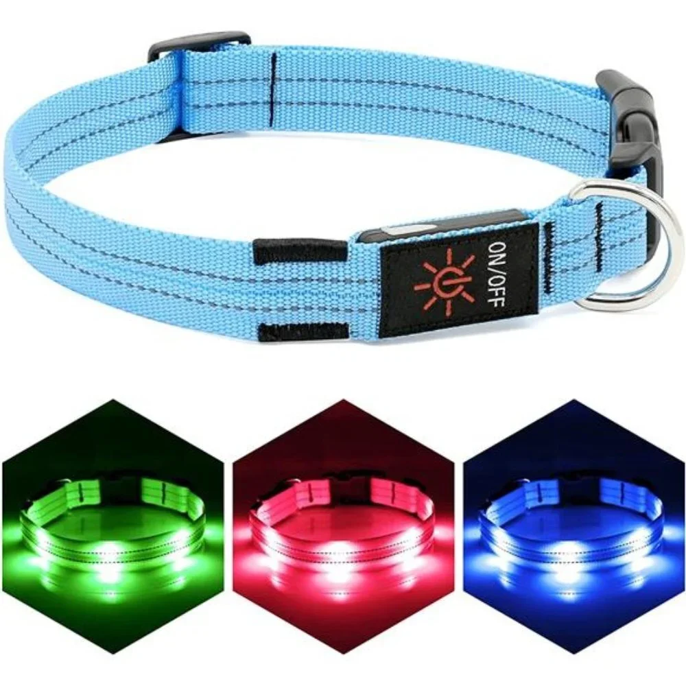 Led Dog Collar, Rechargeable Light Up Collar Waterproof, Blue